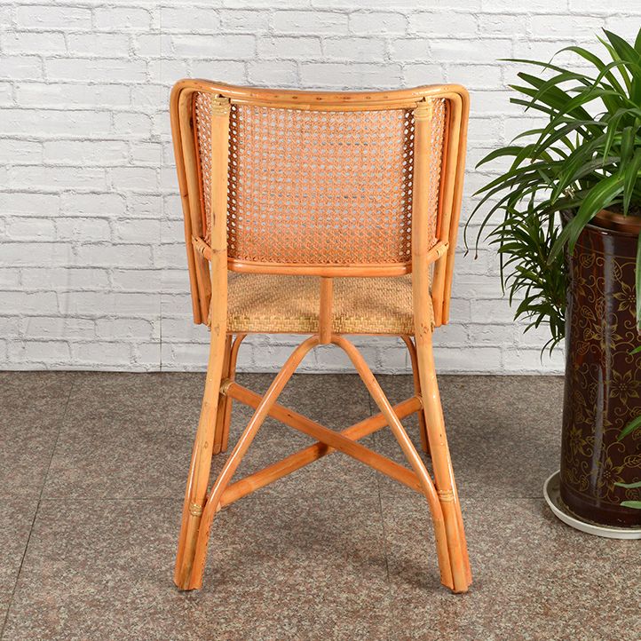 Contemporary Armless Wicker Chair Home Cane Back Dining Chair