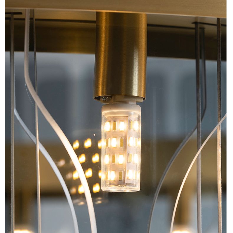 Gold Circular Pendant Lamp Modern Minimalist Smoked Glass Living Room Hanging Ceiling Light