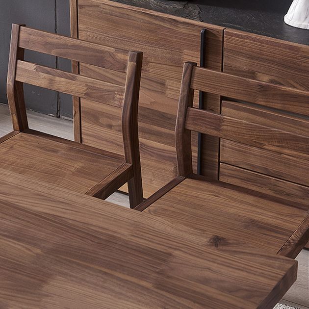 Juego de comedor de madera maciza de estilo tradicional con mesa de nogal y base de 4 patas