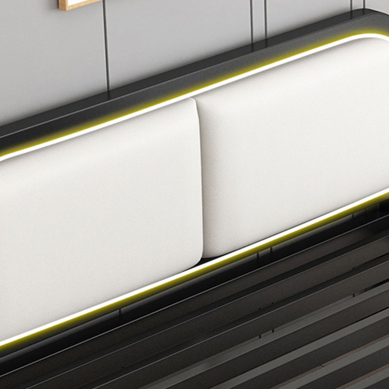 Glam Metal Upholstered Panel Headboard Rectangular Standard Bed