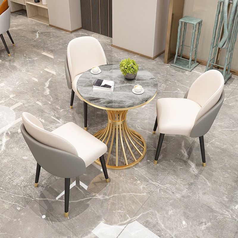 Glam Style 1/2/3/4/5 Pieces Gold Base Dining Set Stone Top Kitchen Set for Dining Room