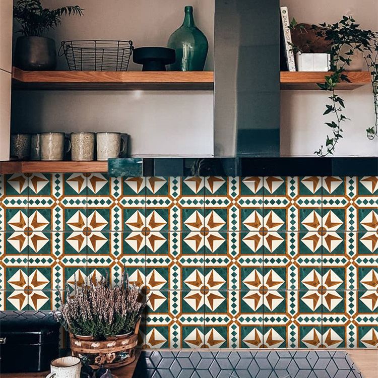 Green Vintage Pattern Wall Tiles Natural Stone Rectangular Tiles