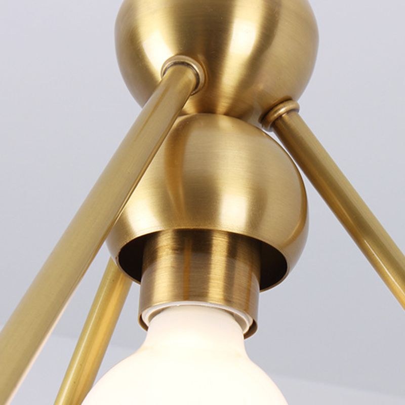 4 Lights Ceiling Light Traditional Triangle Metal Hanging Chandelier in Gold for Dining Room