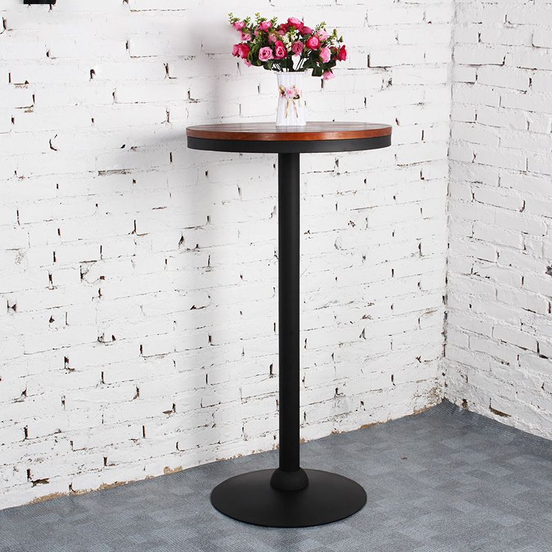Industrial Solid Wood Bar Table Black Frame Dining Table for Bistro
