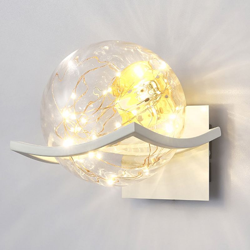 Modern Minimalist Style Wall Lamp Creative Round Glass Bedside Wall Lamp