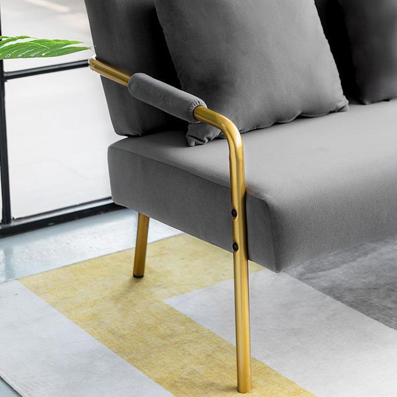 Modern Macaroon Velvet Sofa Tuxedo Arm Standard Tight Back Sofa