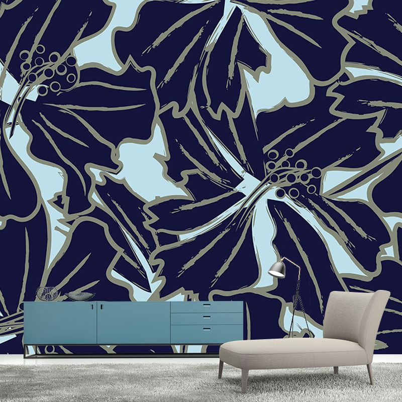 Colorful Tropical Plants Mural Tropical Style Mildew Resistant for Reading Room