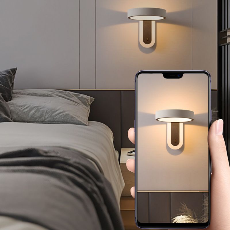 Nordic Style Aluminum Wall Light Circle Shape Rotatable Wall Lamp for Bedroom