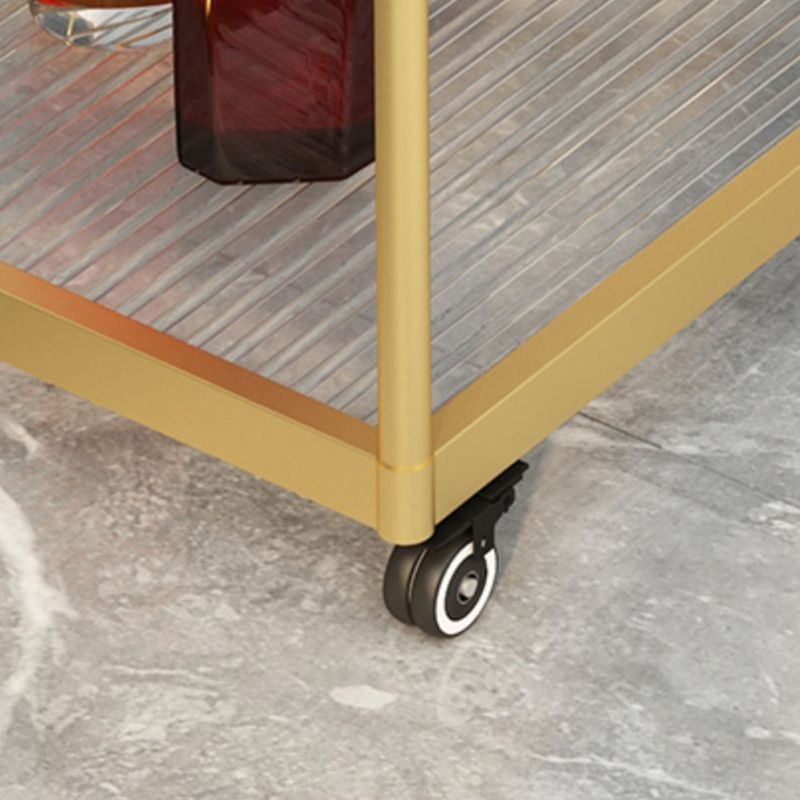 21.6" Tall Modern Rectangular Glass Top Side Table Iron Frame End Table with Shelf