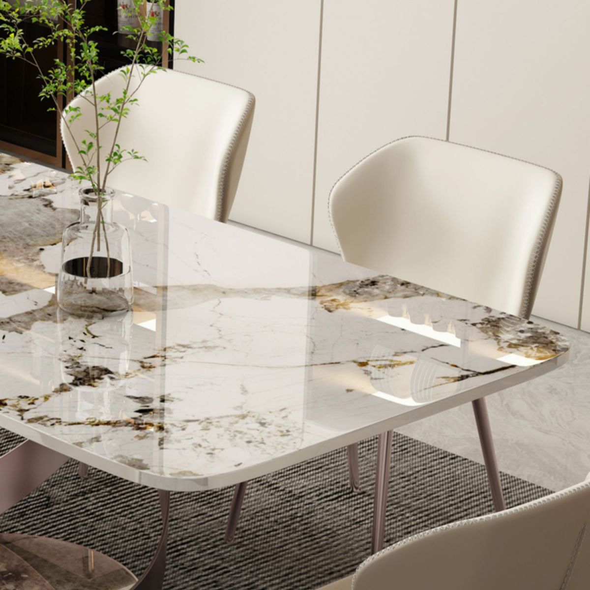 1/4/5/7/9 Pieces Dining Chairs Set Dining Table Set with Sintered Stone Top