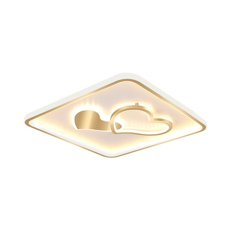 Acrylic Square Ceiling Lighting Simplicity 16"/19.5" Width LED Flush Mount Lamp Fixture in Gold
