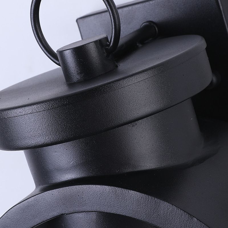 Industrial Style Black Wrought Iron Wall Sconce with Seeded Glass Cylinder Shade Single Bulb Outdoor Lighting Fixture