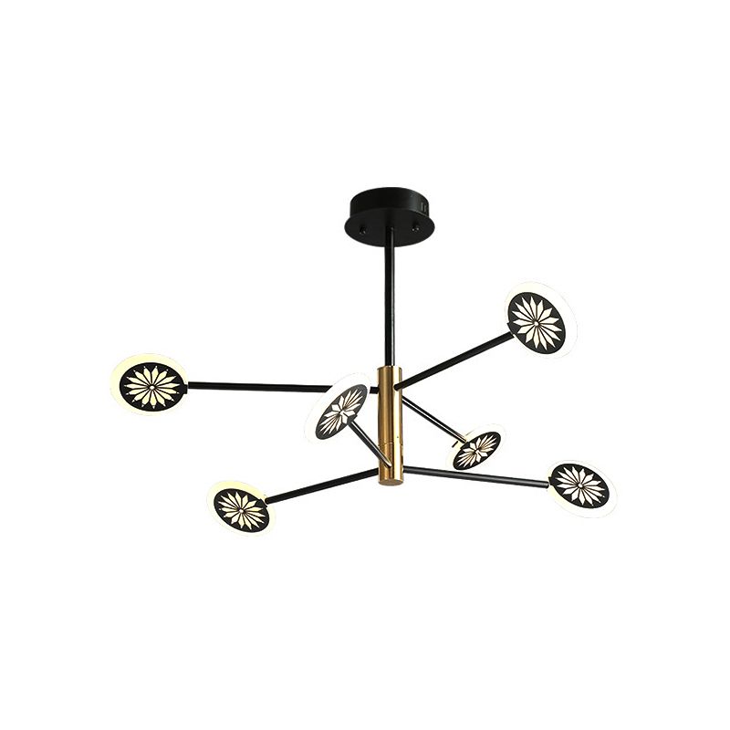 Sputnik Metal Pendant Light Contemporary 6/8 Heads Black Hanging Chandelier Light for Living Room