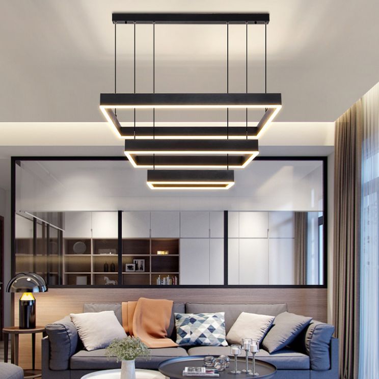 Modern Simplicity Square Suspended Lighting Fixture Acrylic Hanging Ceiling Fixture for Restaurant