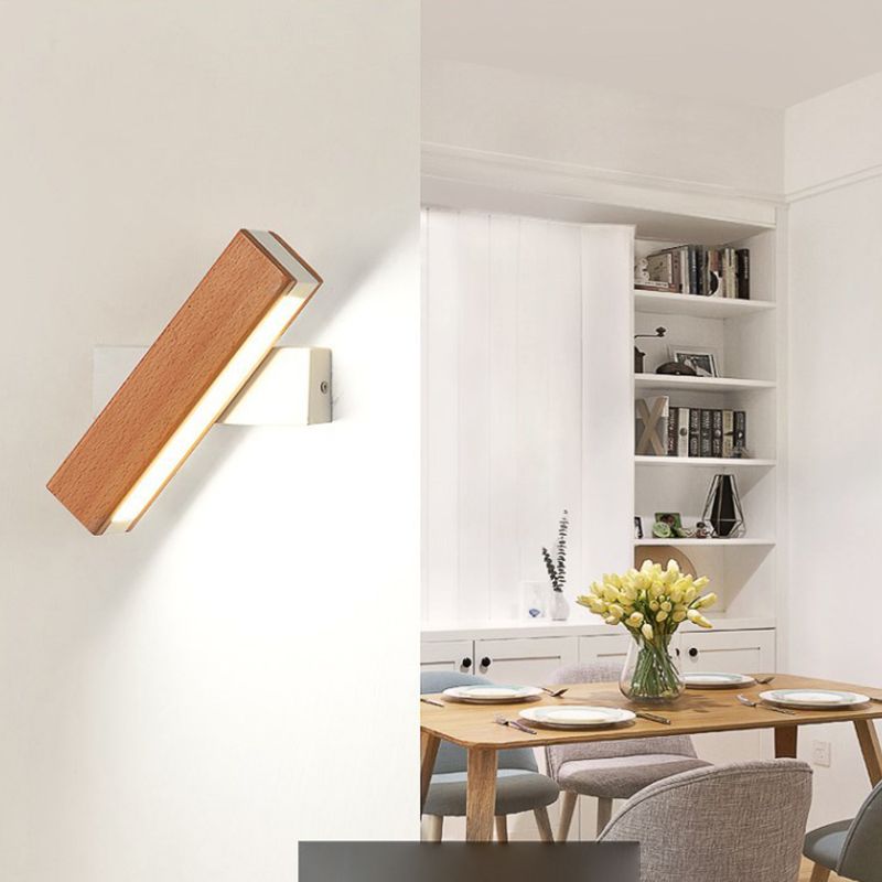 Lámpara de pared rectangular moderna madera de madera 1 apliques de luz