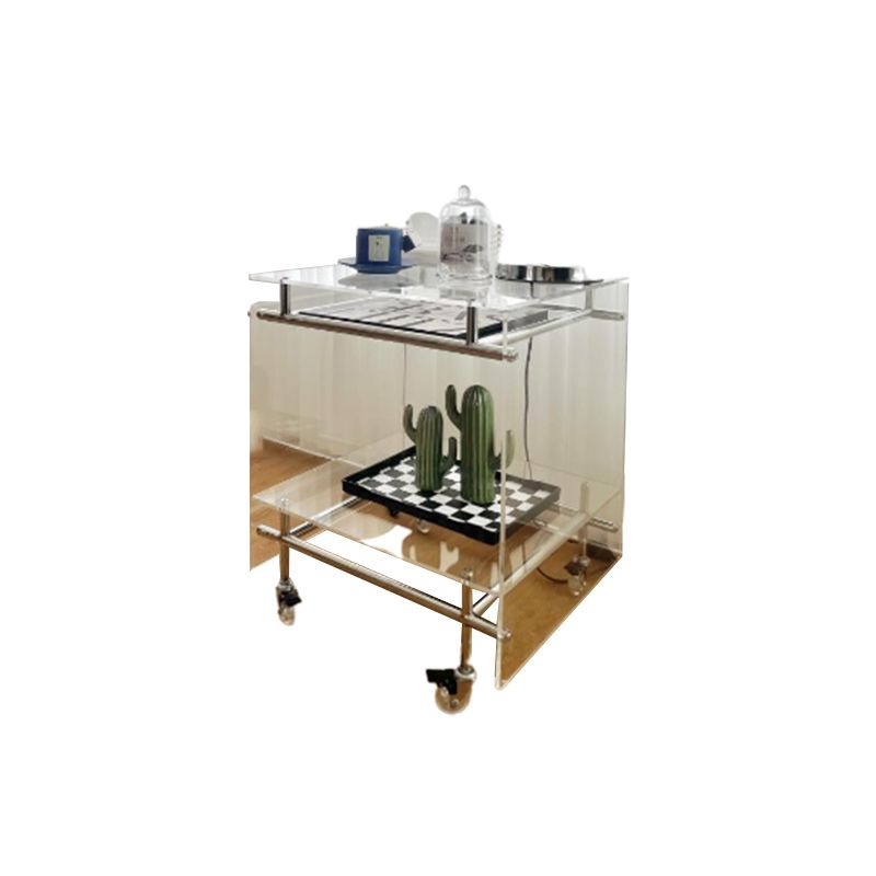 Modern Acrylic Top Rectangular Double Tier Accent Side Table