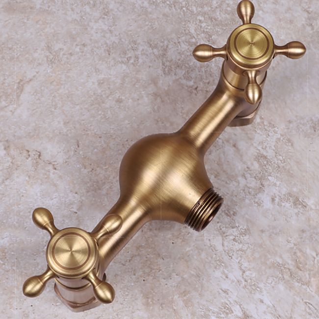 Vintage Tub Faucet Two Cross Handle Faucet Full Copper Wall Mounted Faucet