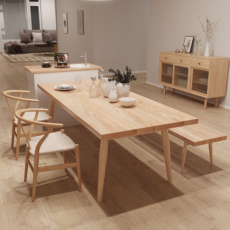 Contemporary Natural Wood Table Ash Rectangle Dining Table with 4 Legs