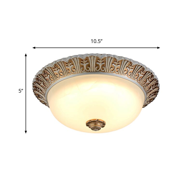 10.5"/12.5" W LED Opal Glossy Glass Ceiling Flush Traditional Khaki Dome Living Room Flush Mount Lighting