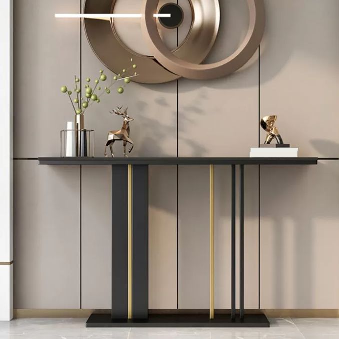 Modern Stone Console Table 1 Shelf 31.5" Tall End Table for Hall