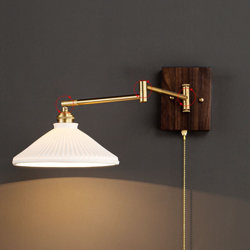 Metal Modern Wall Sconce Geometric Shape Wall Light with Ceramic Shade for Living Room