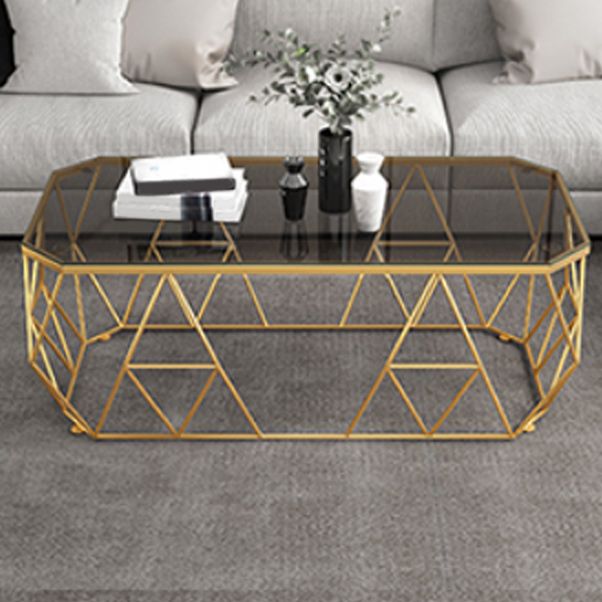 Modern Frame Cocktail Table Rectangular Glass Top Coffee Table for Living Room