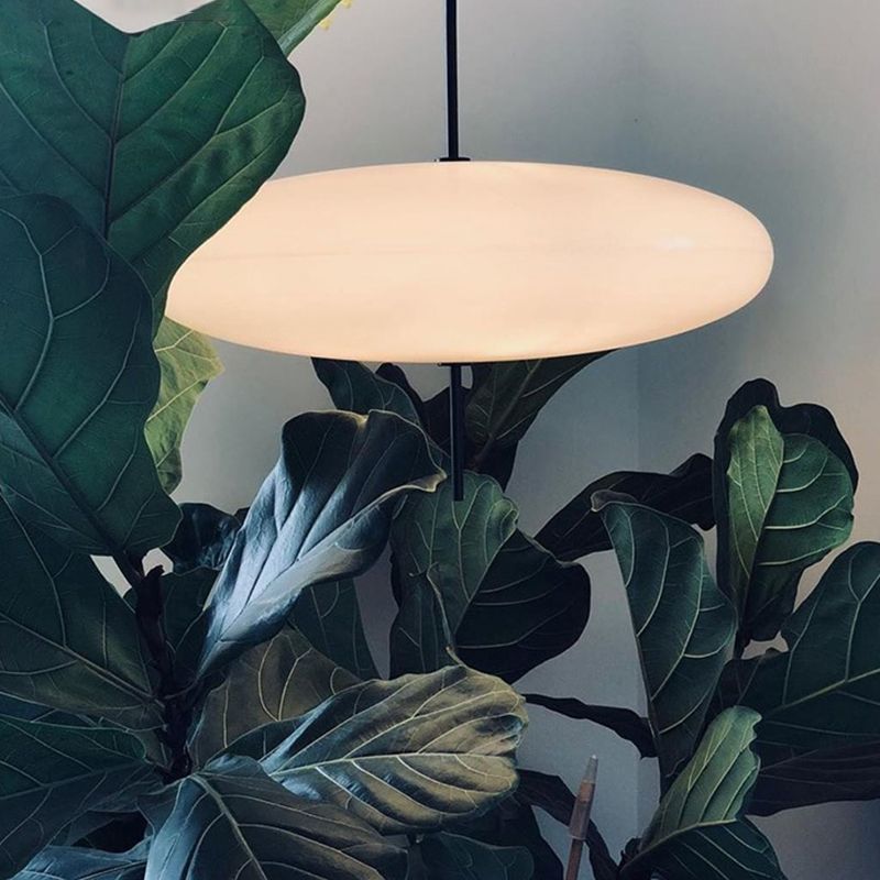 White Flying Saucer Suspension Pendant Simplicity 1 Head Acrylic Hanging Light for Dining Room