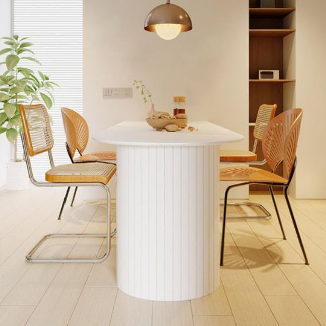 White Double Pedestal Dining Table Modern Stone Top Dining Table