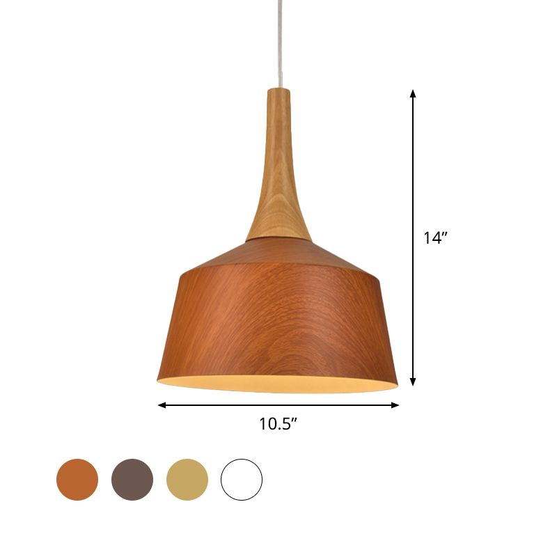 1 Glühbirne Scheune Suspension Leichter Farmstil Weiß/Rotbraun/Kaffee Aluminium Hanging Lamp Kit mit Holzkappe