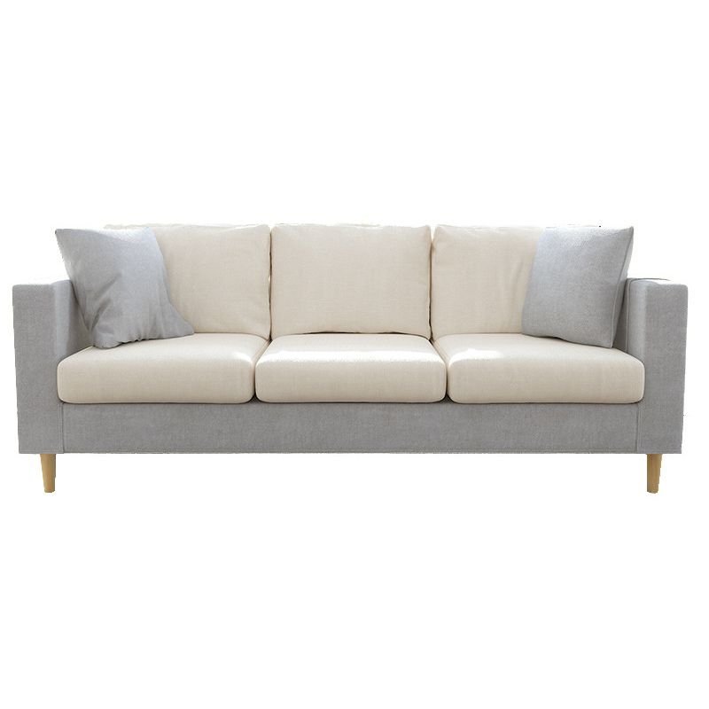 Contemporary White Cushions Standard Square Arm Stationary Sofa