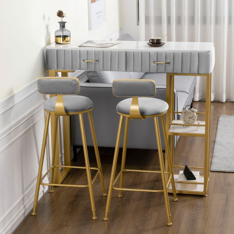 Glam Rectangle Indoor Bar Dining Table White Marble Bistro Table with Drawer