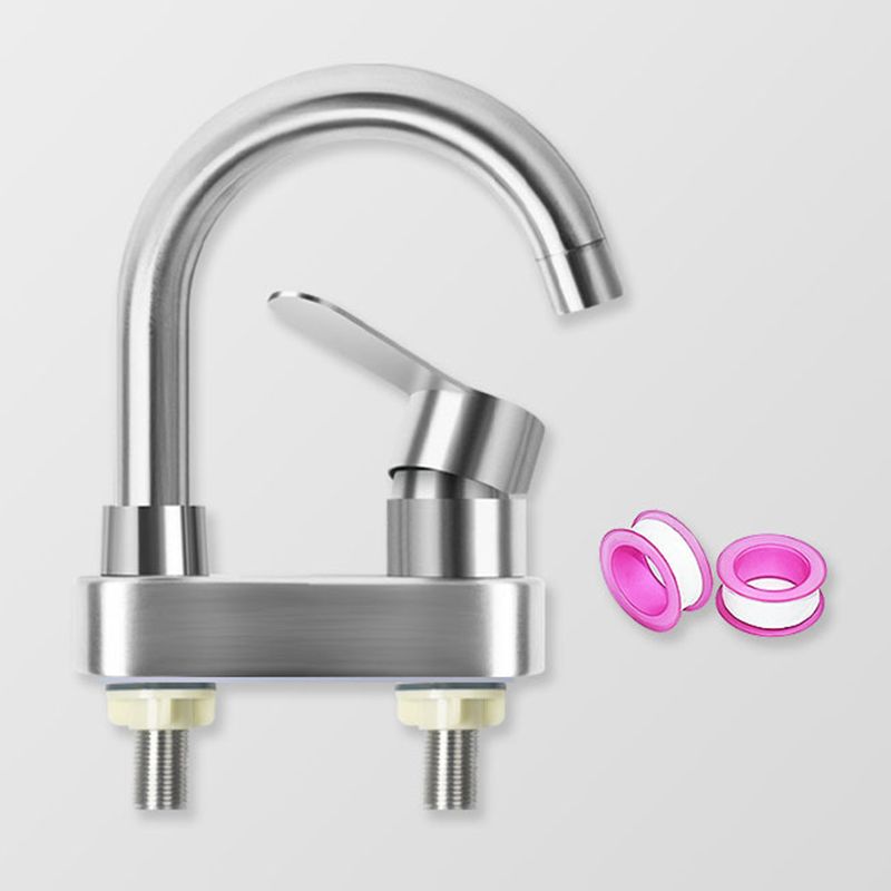 Square 1-Handle Bathroom Faucet 2 Hole Centerset Bathroom Faucet with Stainless Steel