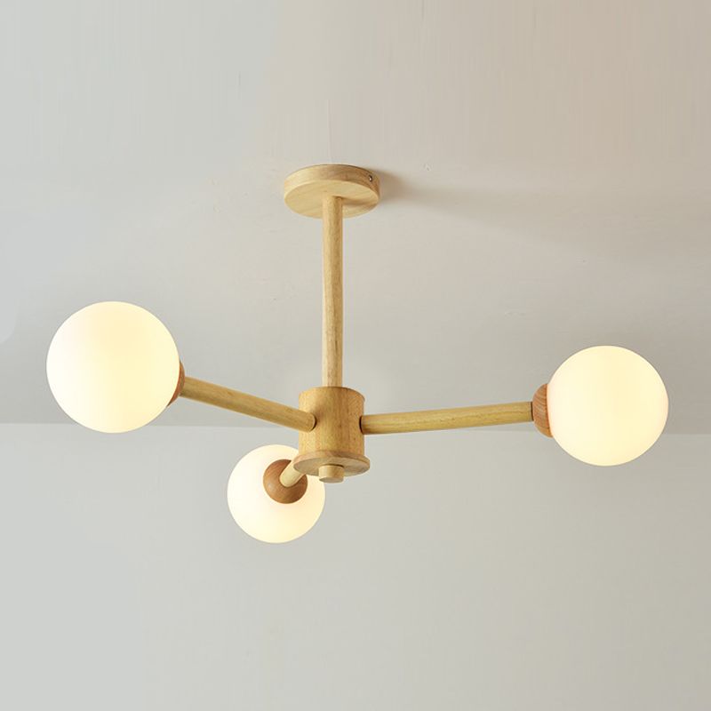 Luces colgantes de rama esférica múltiple de luz Modern Wood Lighting para estudio para estudiar