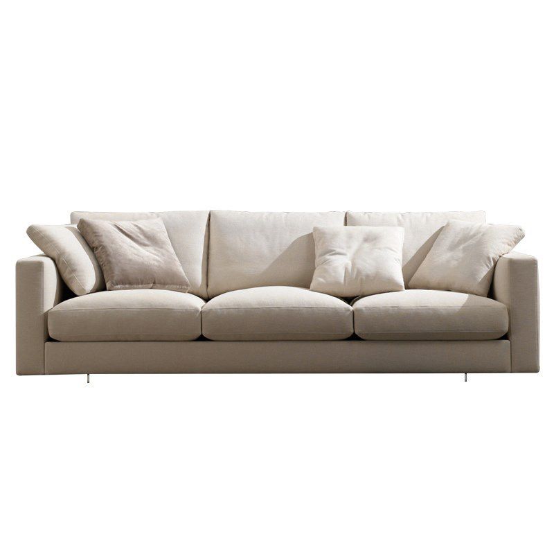 Contemporary Cushions Standard Sofa Fabric Tuxedo Arm Sofa with Pillows