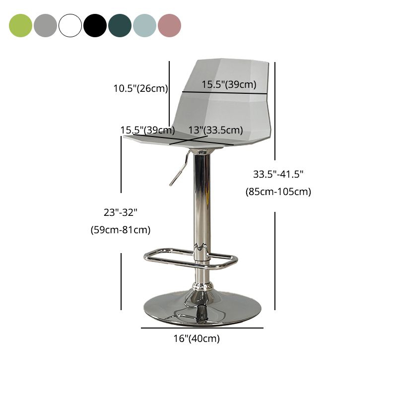 Adjustable Height Swivel Counter Stools Iron Plastic Silver Scandinavian Bar Stools
