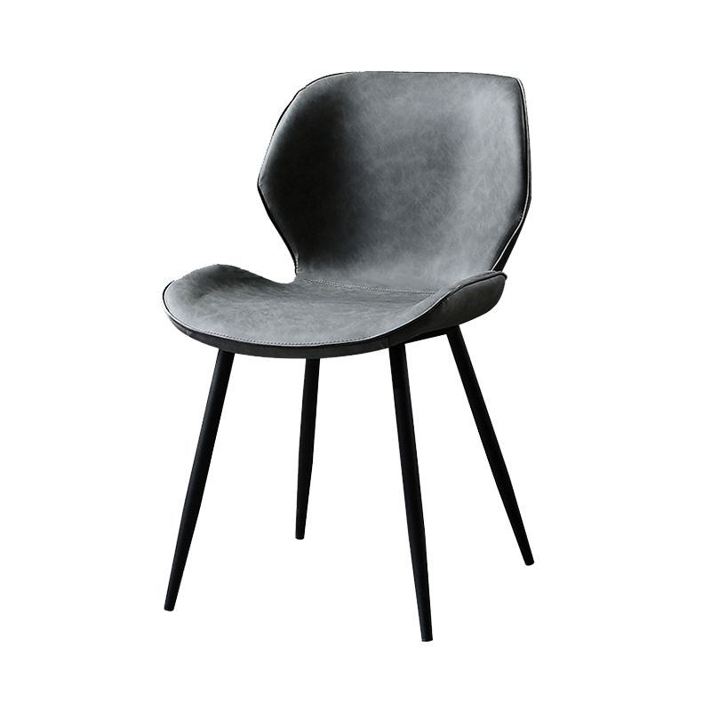 Silla de comedor de metal contemporánea, silla sin brazos con respaldo para uso doméstico