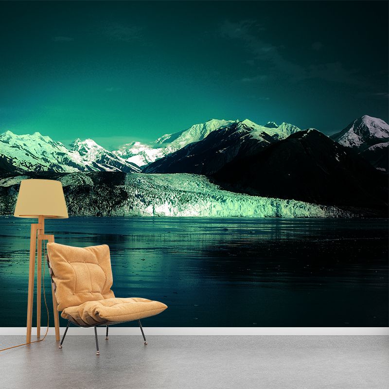 Dark River and Mountain Mural Decal Contemporary Moisture Resistant Living Room Wall Decor, Made to Measure