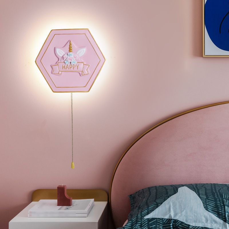 Modern Style Hexagonal Shape Wall Sconce Metal 1 Light Wall Lighting for Bedroom