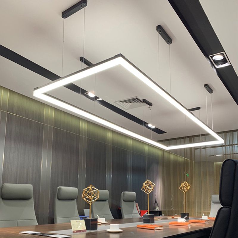 Linear Metal LED Island Light Fixture Modern Ceiling Pendant Light for Office