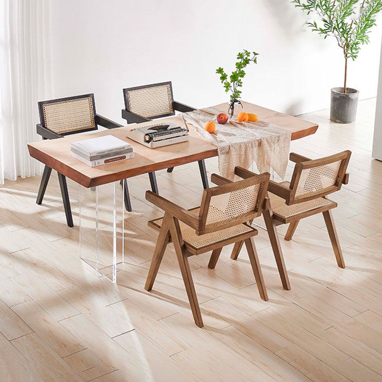 Traditional Style Dining Chair Arm Chair with Wooden Legs for Kitchen