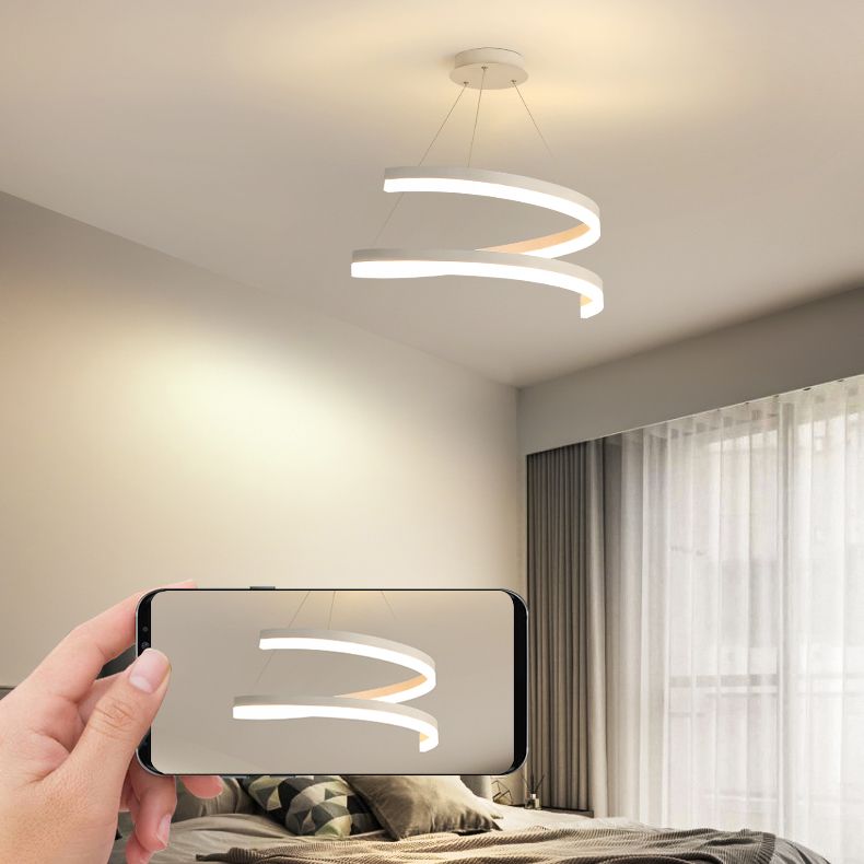 Curvas sin costuras Luz de colgante lámpara de lámpara contemporánea metal 1 luz