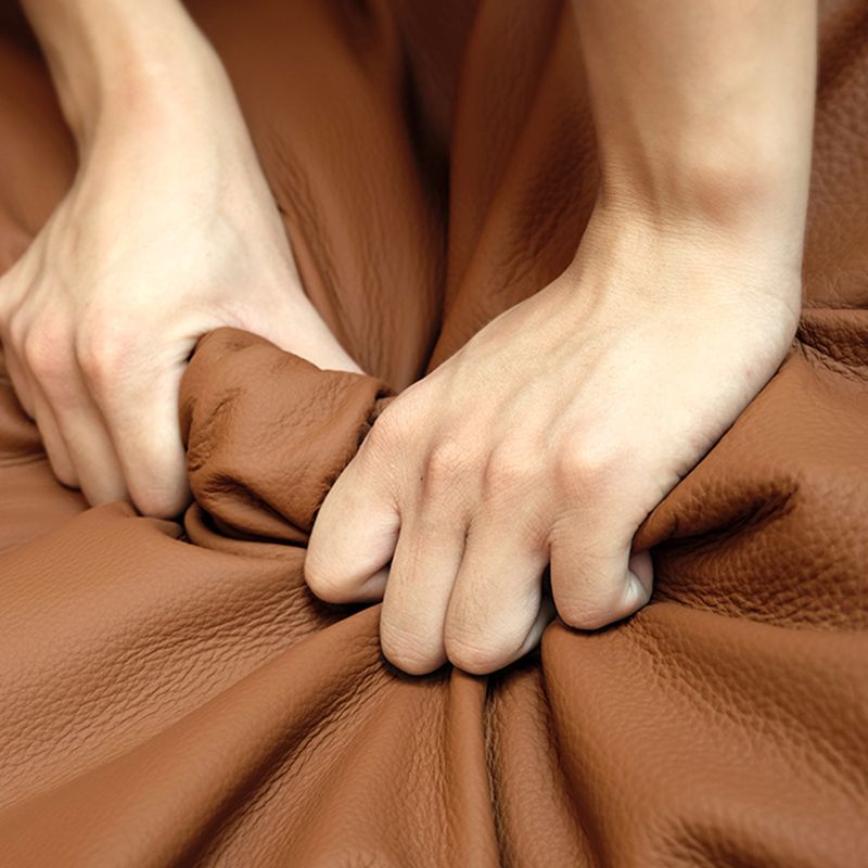 Modern Square Arm Sectional, Genuine Leather Sectional Couch in Black