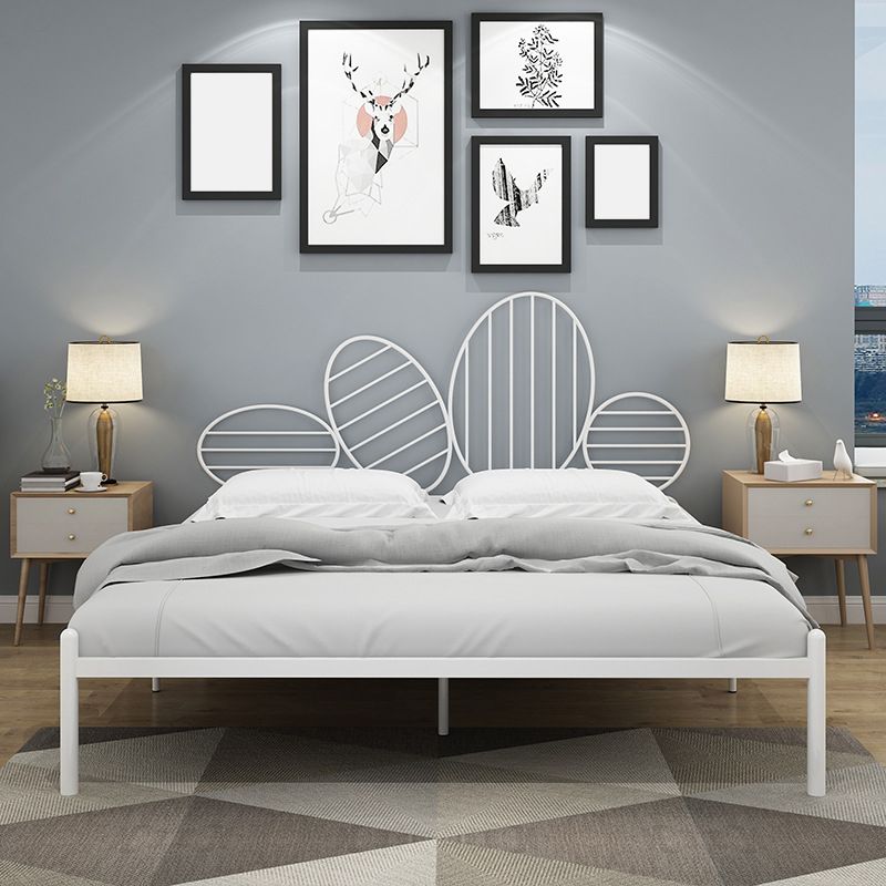 Iron Open-Frame Bed with Headboard and Metal Legs Glam Bed 43.3" H
