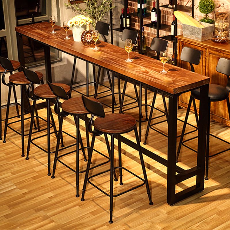 Industrial Rectangle Wood Counter Table 1/6/11 Pieces Bar Table Set for Cafe