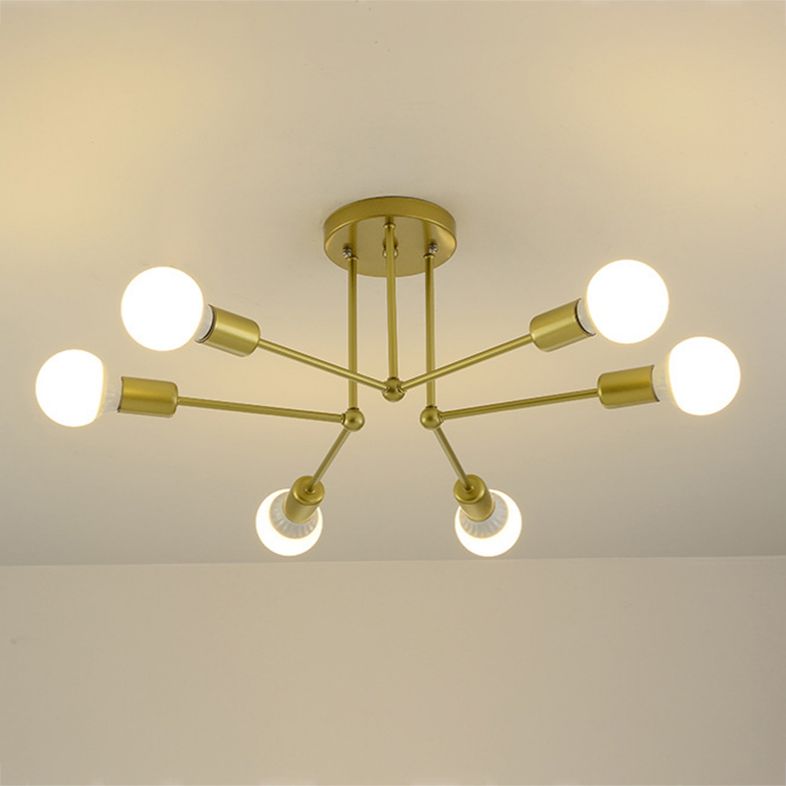 Metal Sputnik Shade Flush Ceiling Light Modern Multi-Lights Flush Mount Fixture