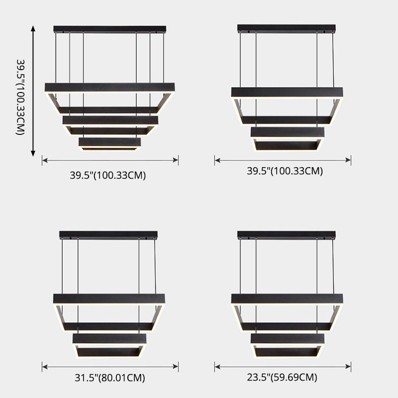 Modern Simplicity Square Suspended Lighting Fixture Acrylic Hanging Ceiling Fixture for Restaurant
