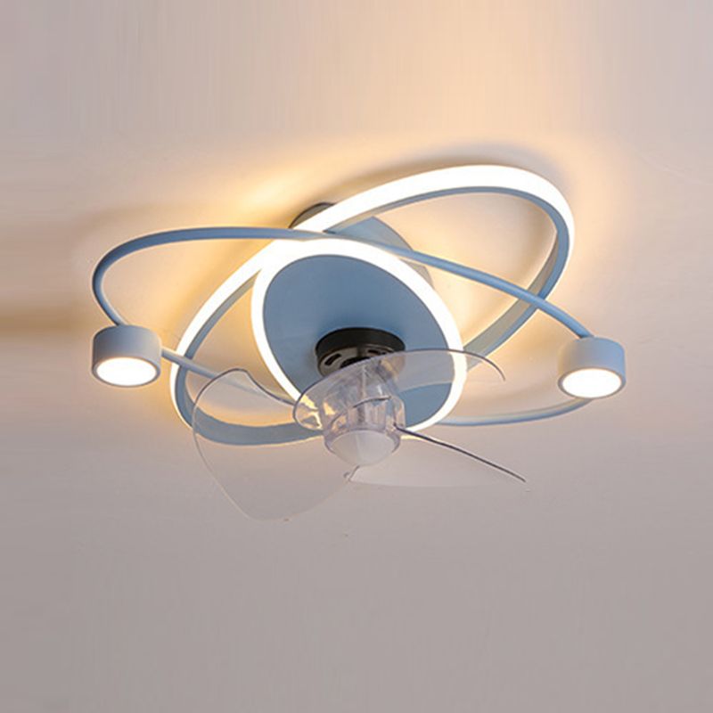 3-Blade Children Fan with Light LED Metallic Pink/Blue Ceiling Fan for Home