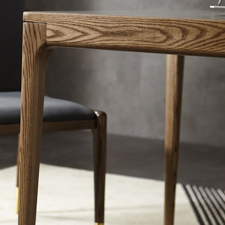 Modern Kitchen Diningset de piedra sinterizado con mesa de comedor base de madera maciza juego de mesa de comedor