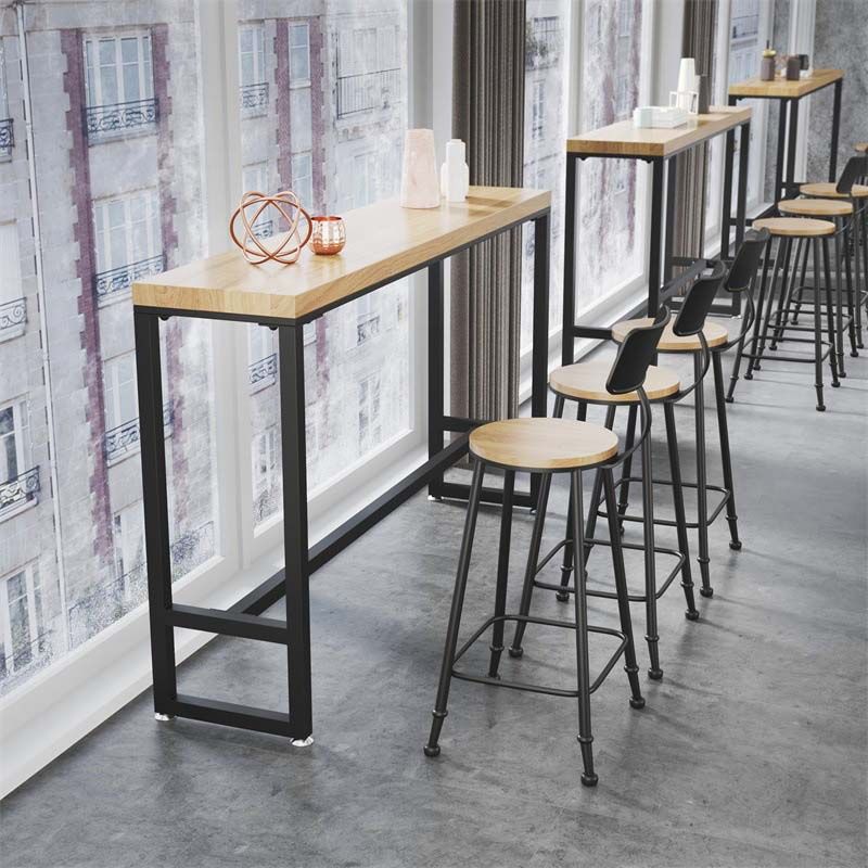 Industrial Style Bar Stools Backrest Barstool with Black Metal Legs
