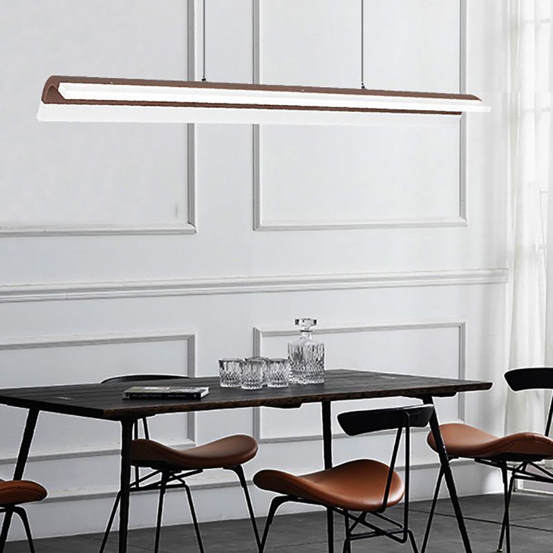 Éclairage de suspension en métal minimaliste en forme de bande LED Éclairage pour salle à manger